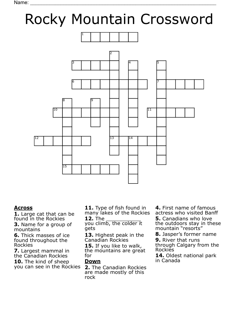 Rocky Mountain Crossword
