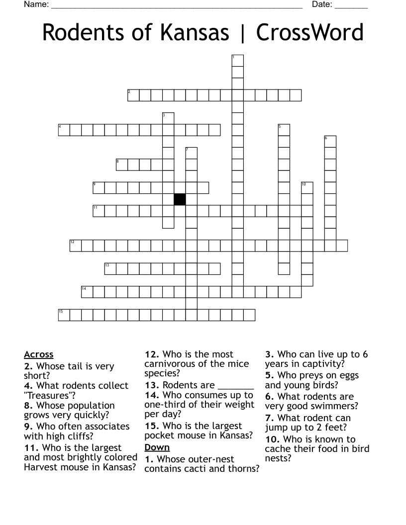 Rodents of Kansas | CrossWord
