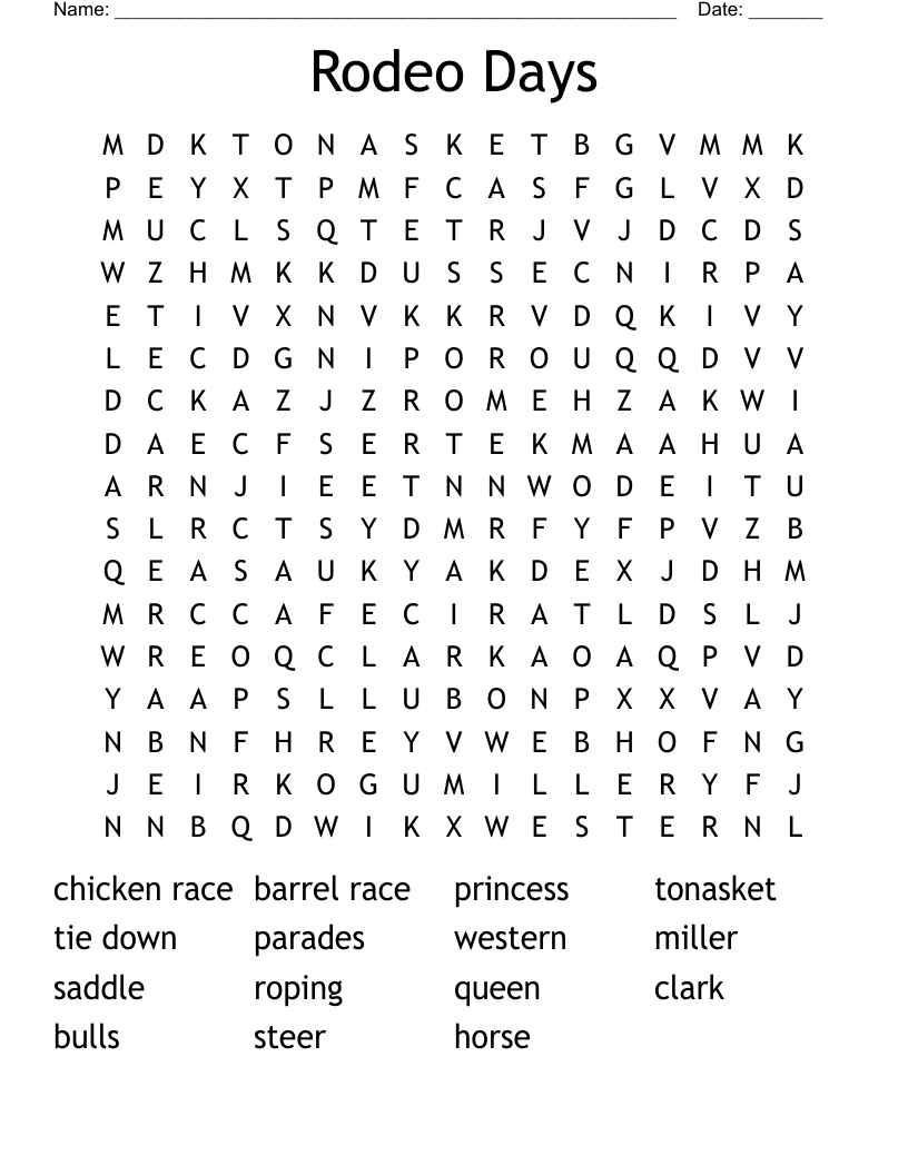 Rodeo Days Word Search