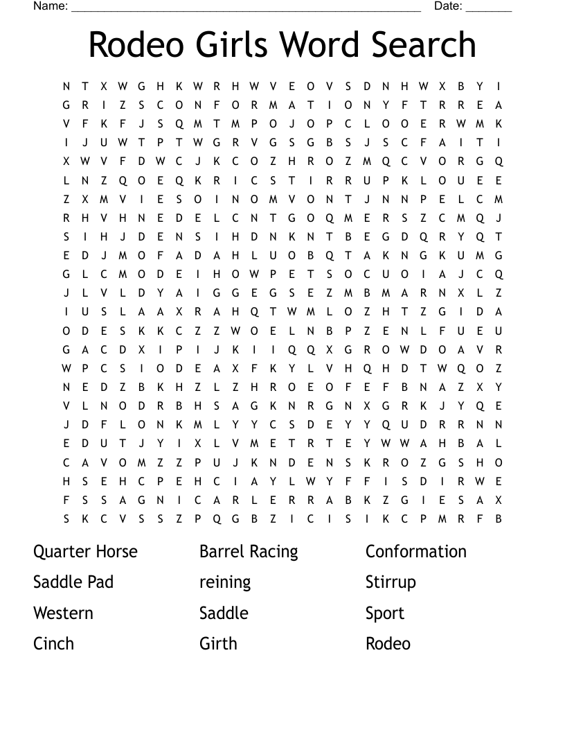 Rodeo Girls Word Search