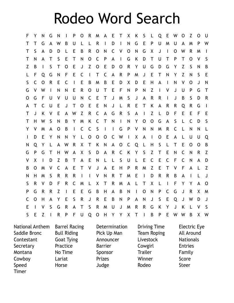 Rodeo Word Search