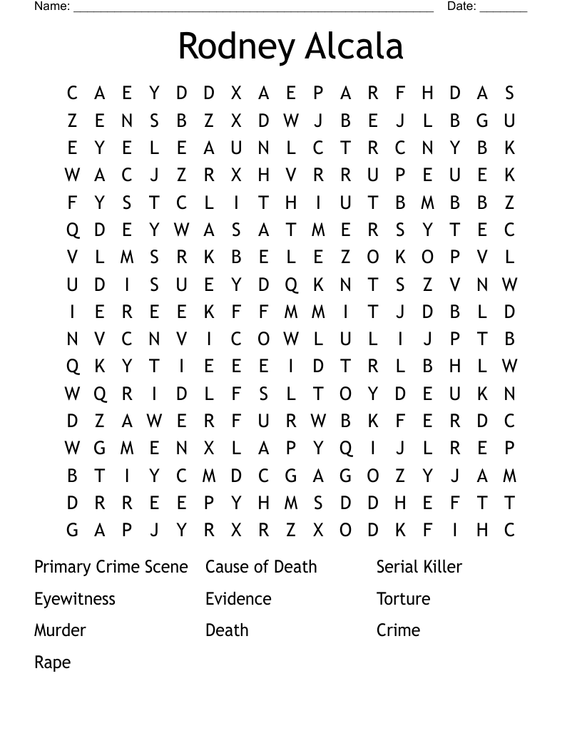 Rodney Alcala Word Search