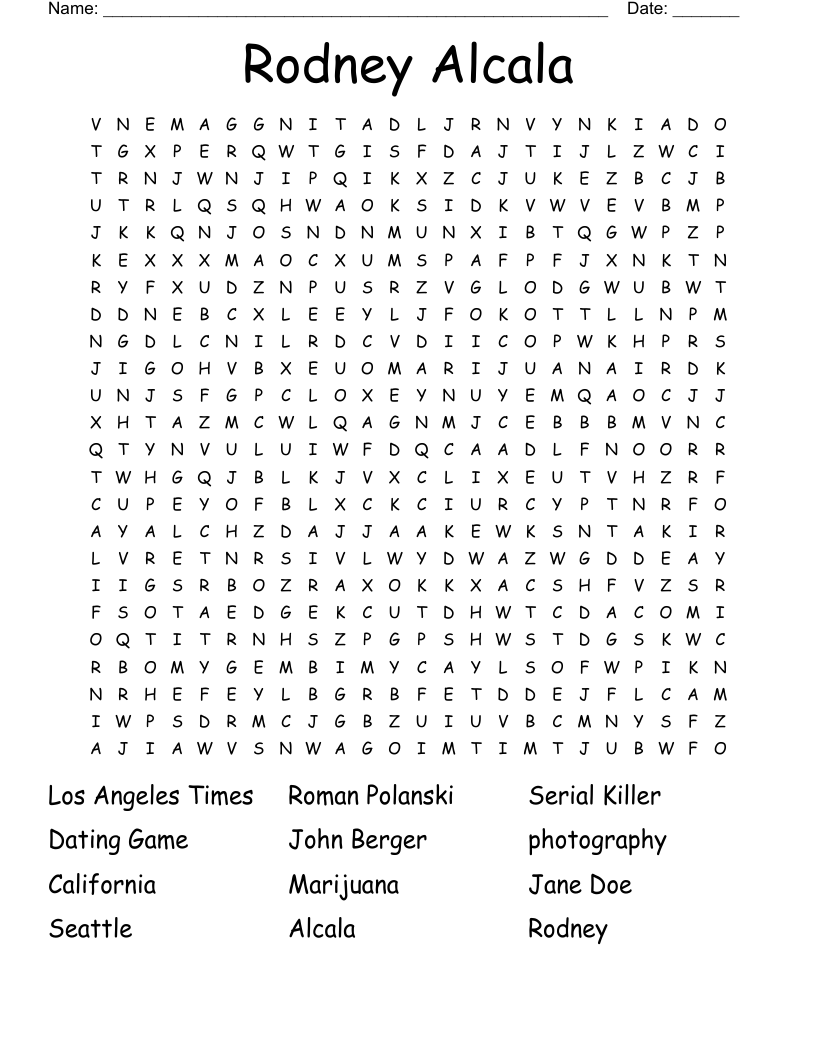 Rodney Alcala Word Search