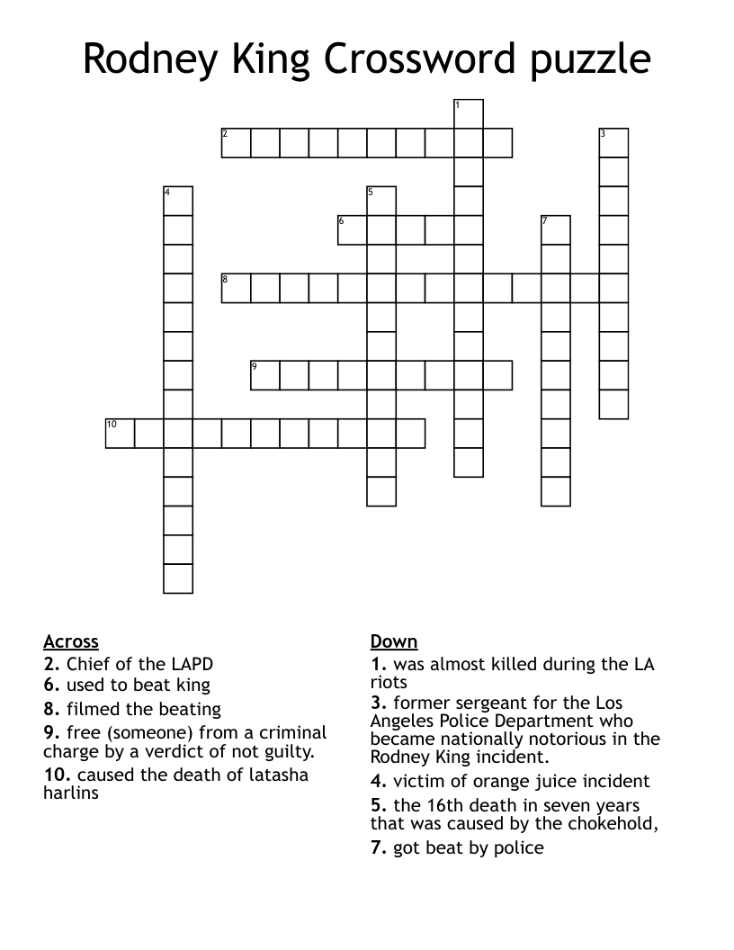Rodney King Crossword puzzle 