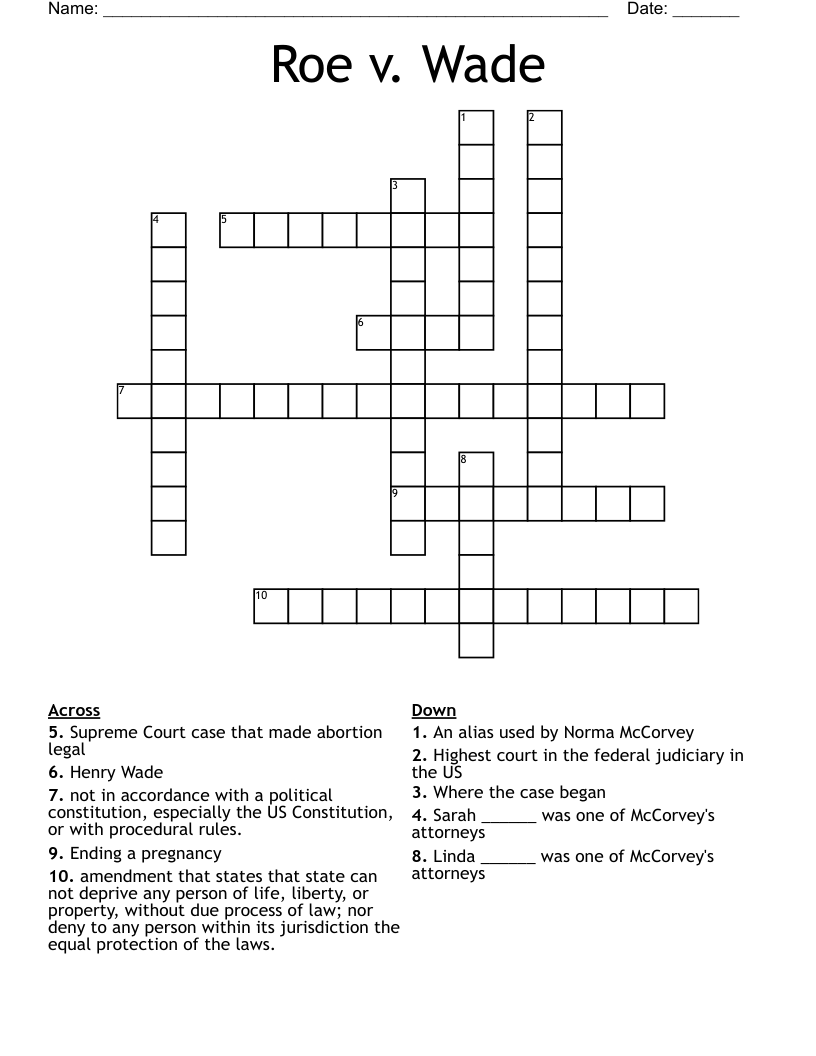 Roe v. Wade Crossword