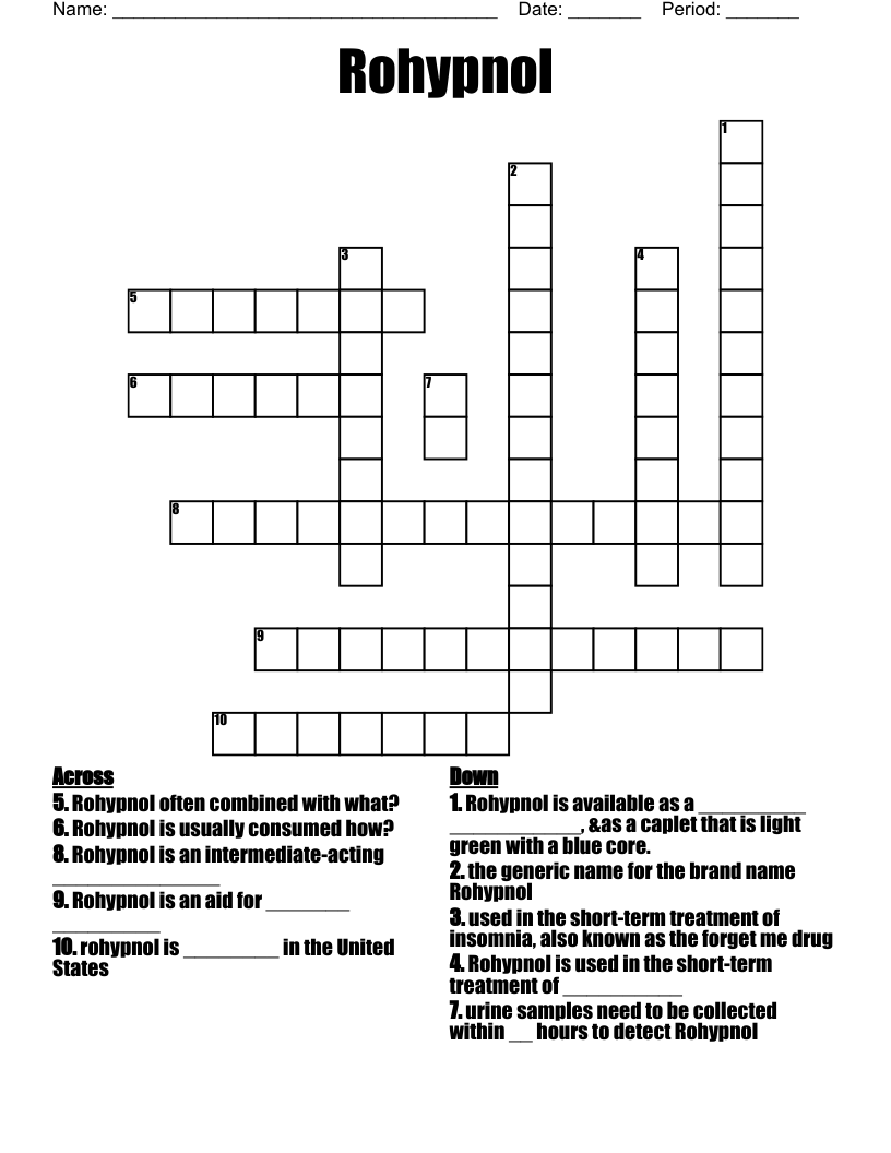 Rohypnol Crossword
