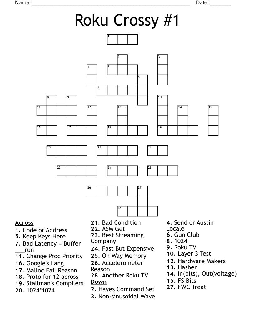 Roku Crossy #1 Crossword