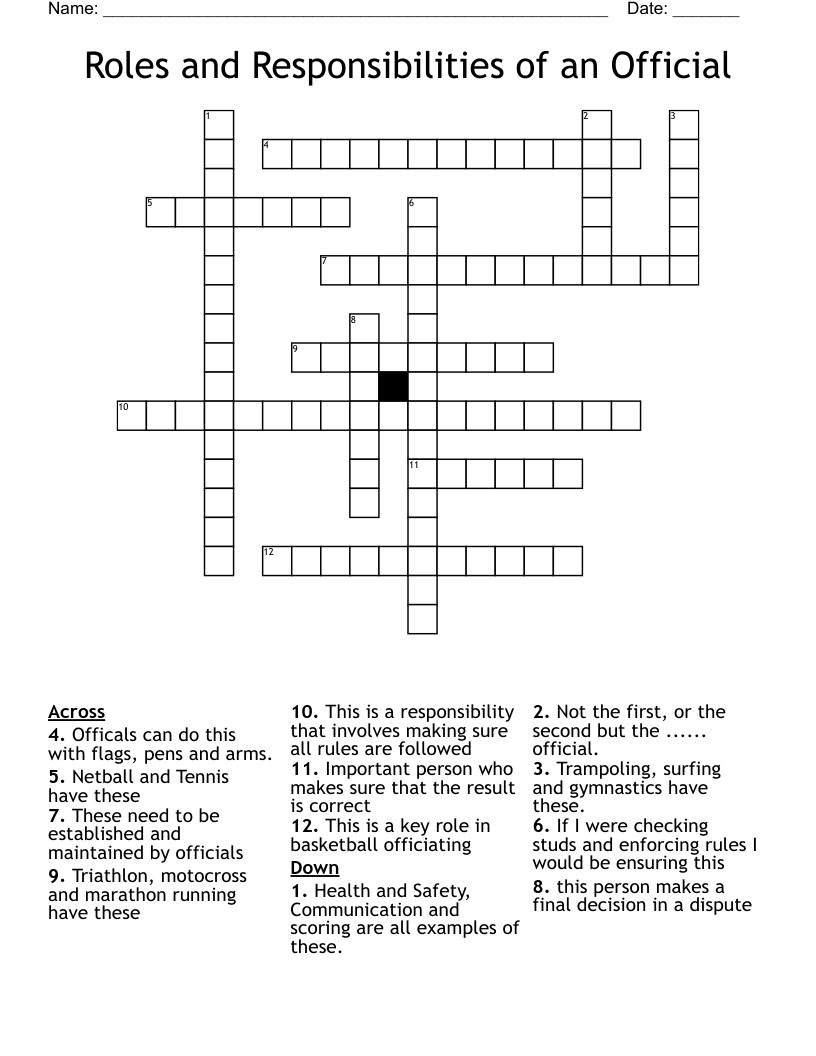 Roles and Responsibilities of an Official Crossword
