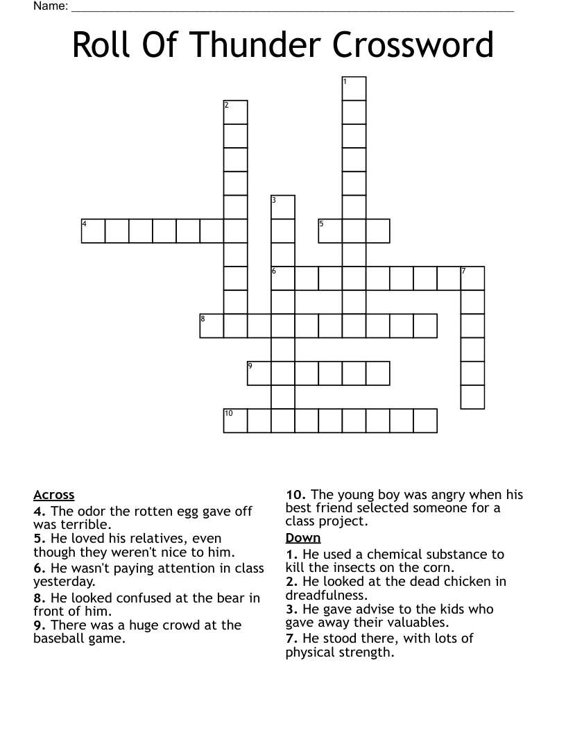 Roll Of Thunder Crossword