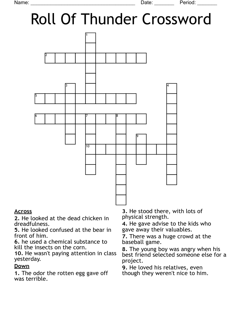 Roll Of Thunder Crossword