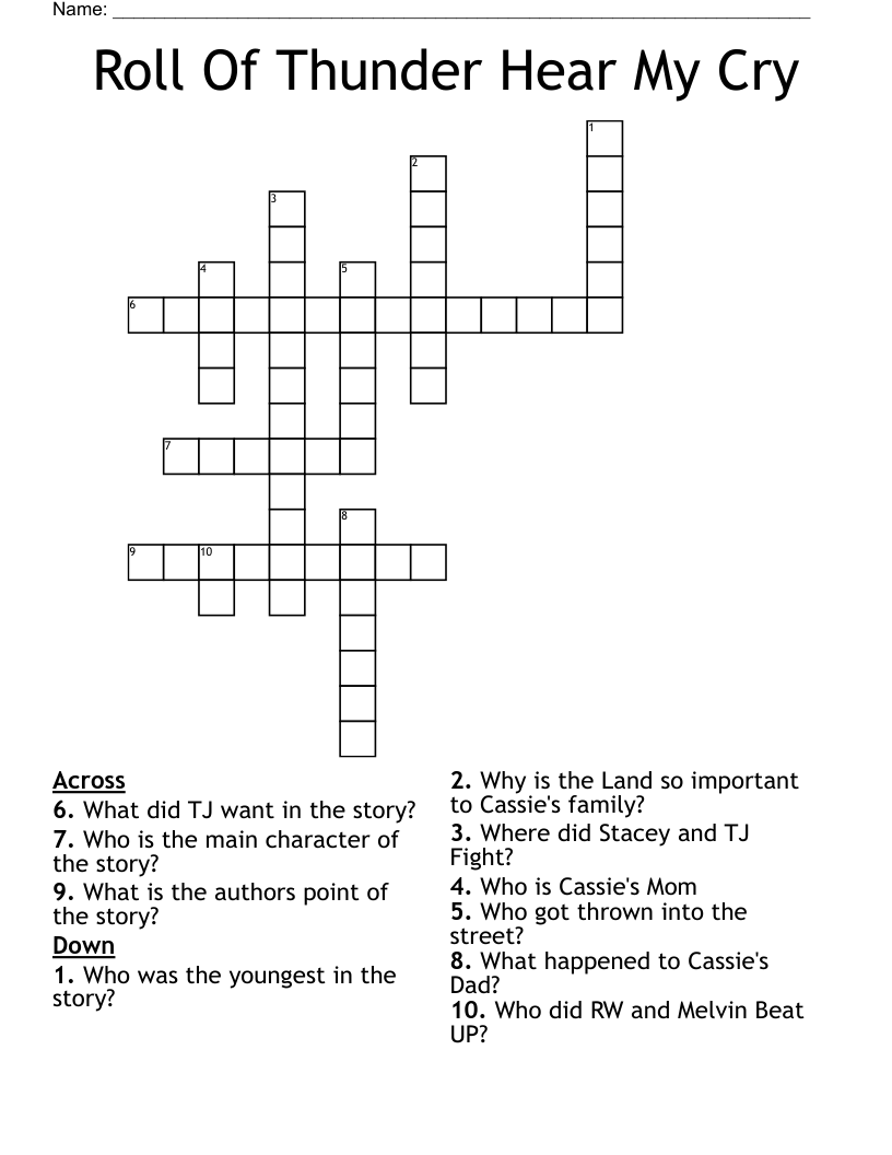 Roll Of Thunder Hear My Cry Crossword