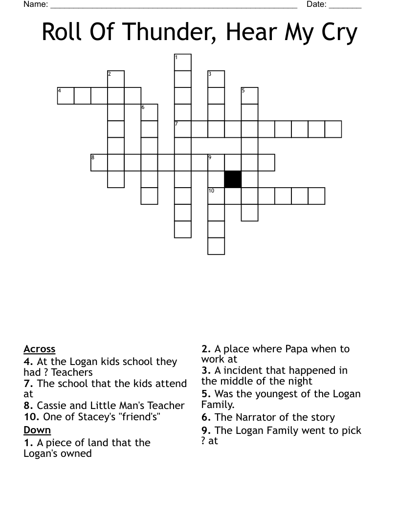 Roll Of Thunder, Hear My Cry Crossword