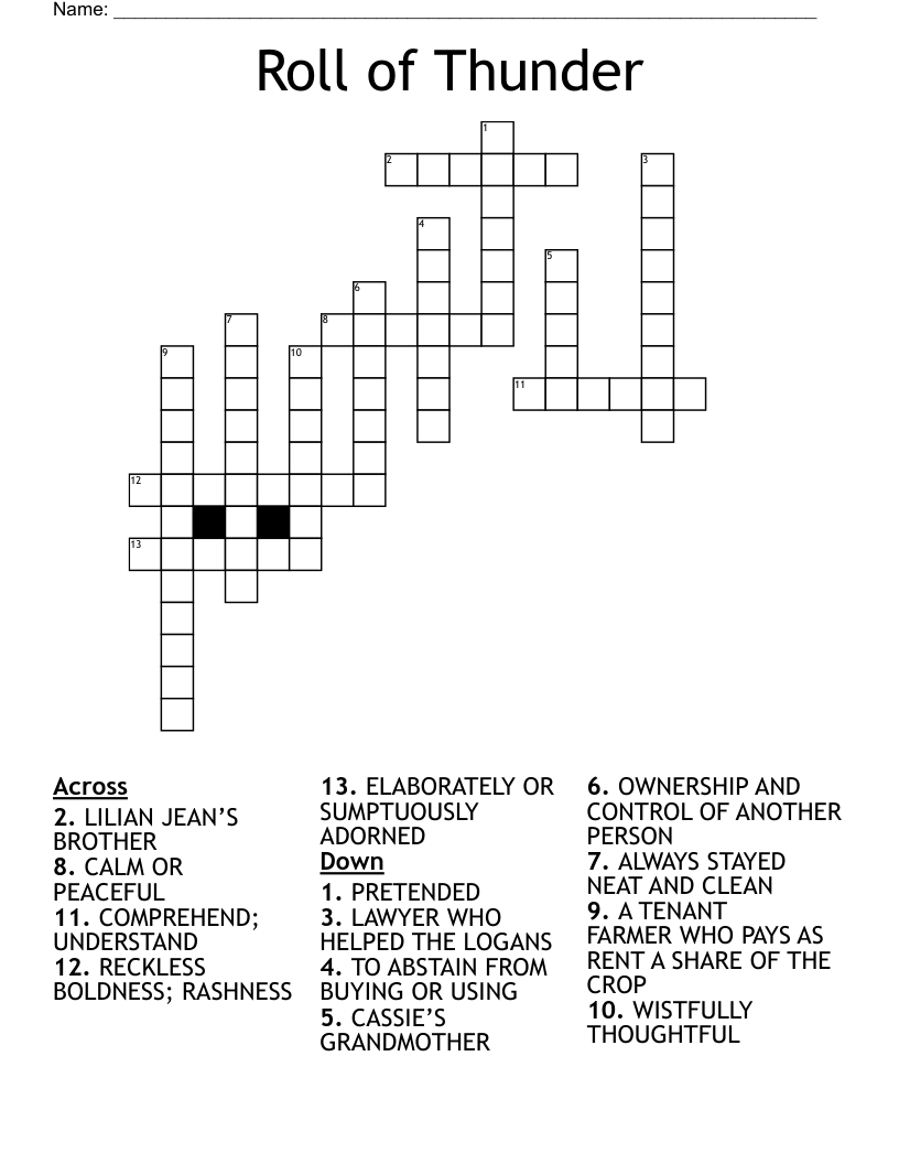 Roll of Thunder Crossword