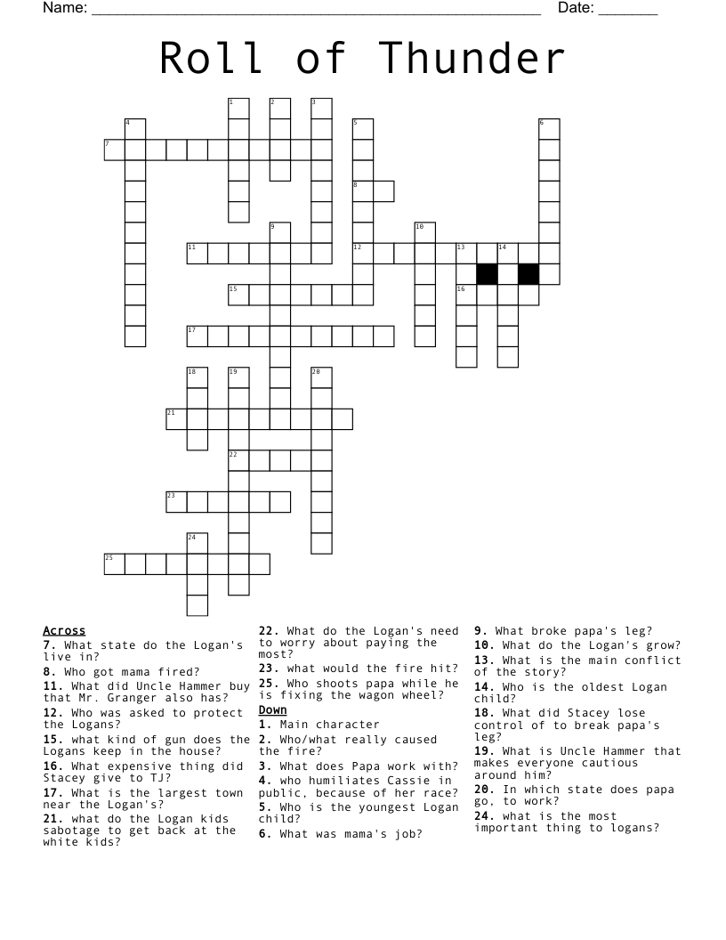 Roll of Thunder Crossword