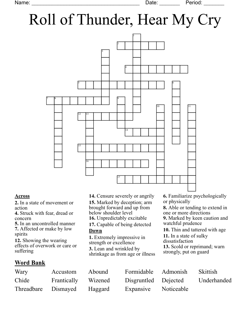 Roll of Thunder, Hear My Cry Crossword