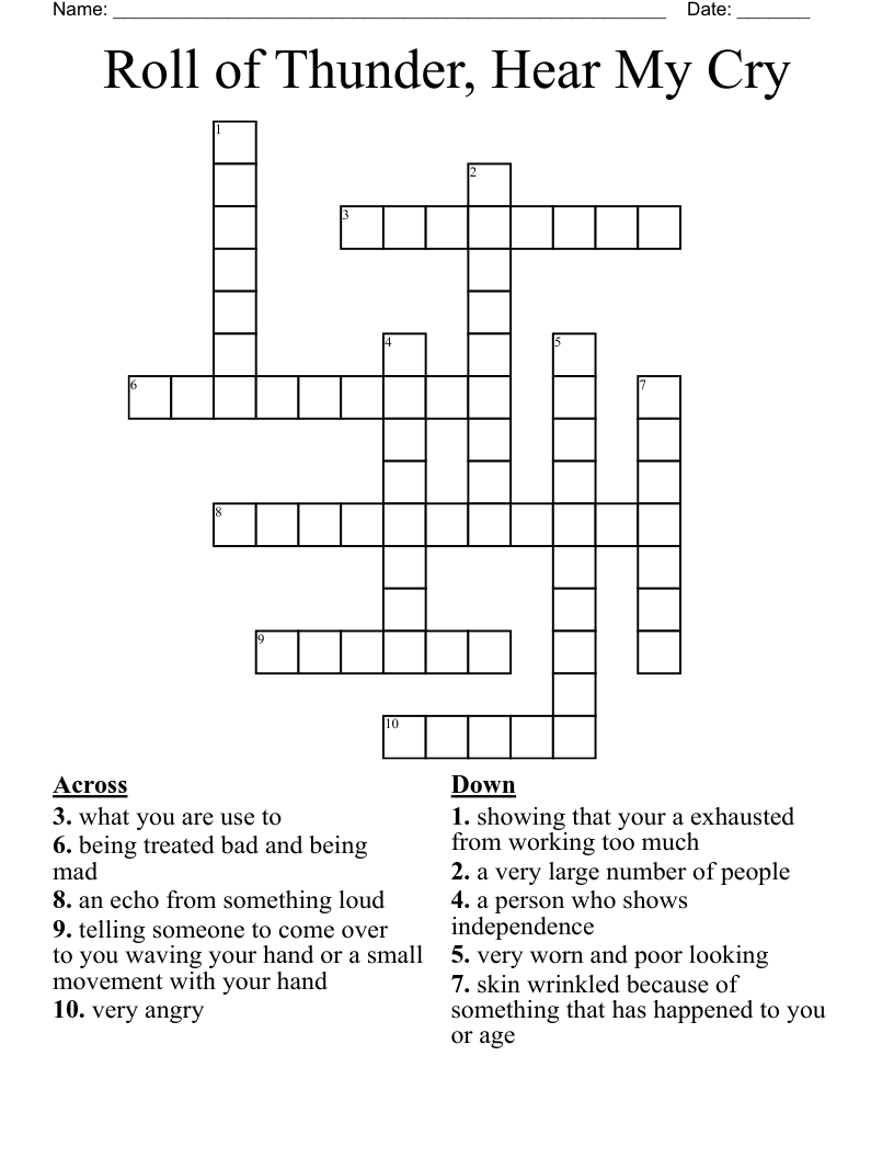Roll of Thunder, Hear My Cry  Crossword