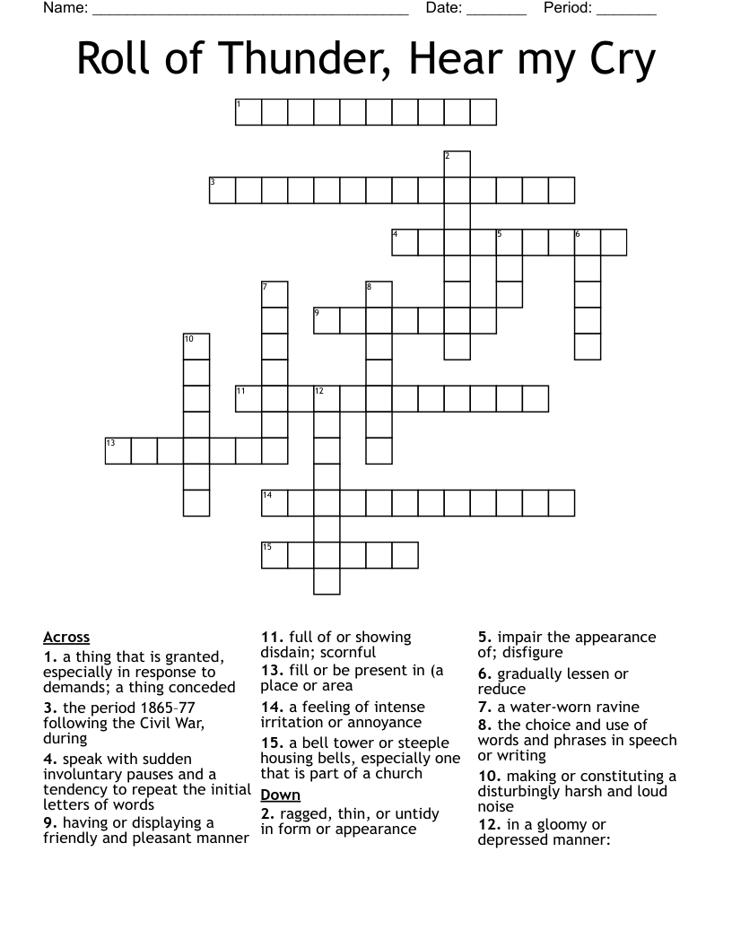 Roll of Thunder, Hear my Cry Crossword