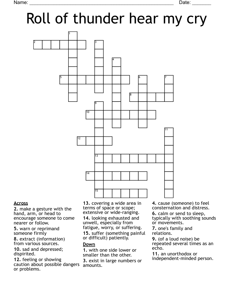 Roll of thunder hear my cry Crossword