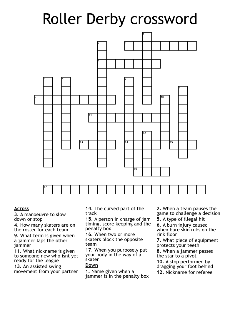 Roller Derby crossword