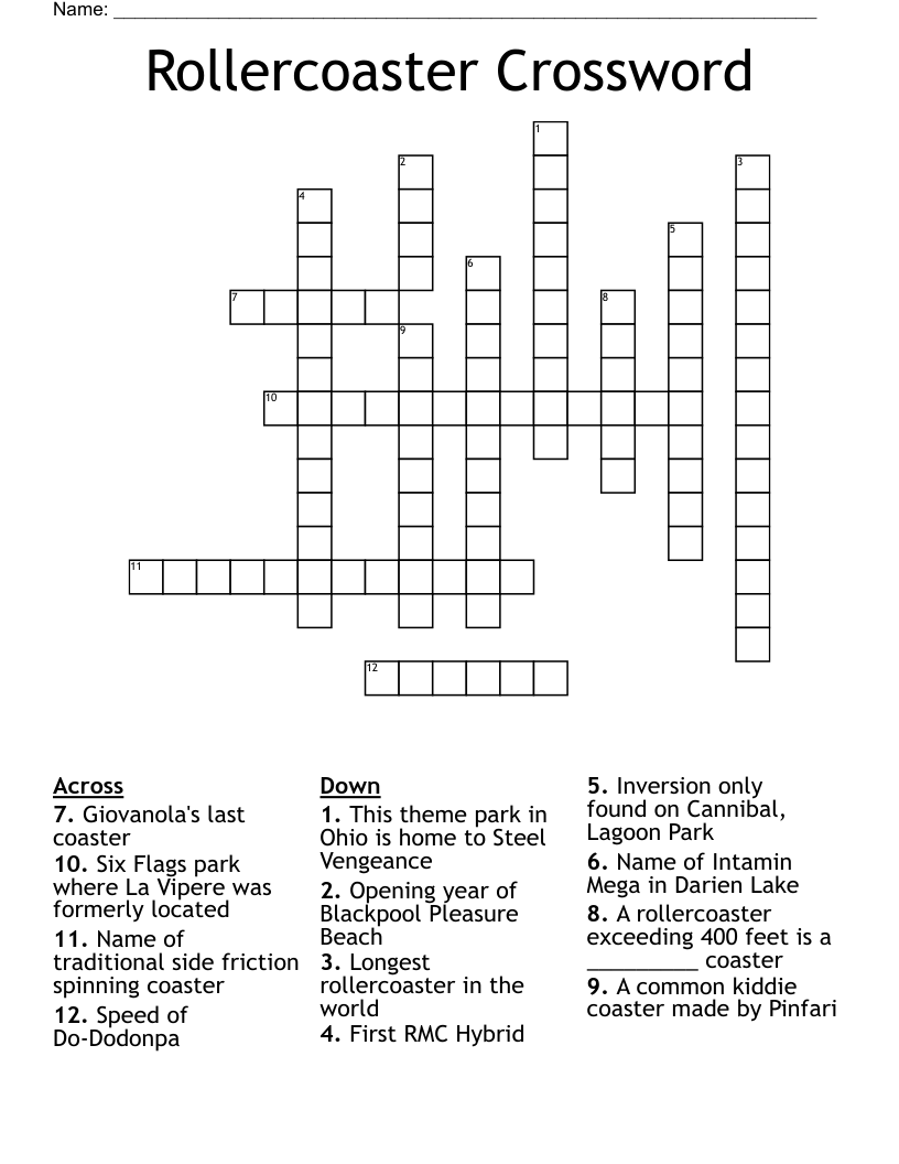 Rollercoaster Crossword