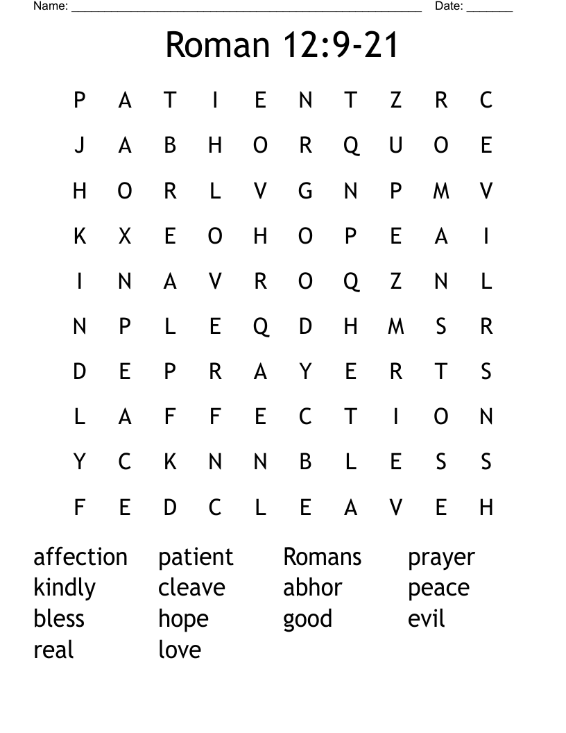 Roman 12:9-21 Word Search
