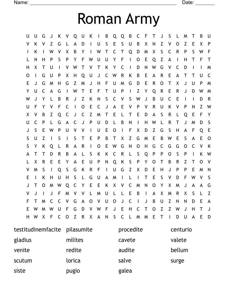 Roman Army Word Search