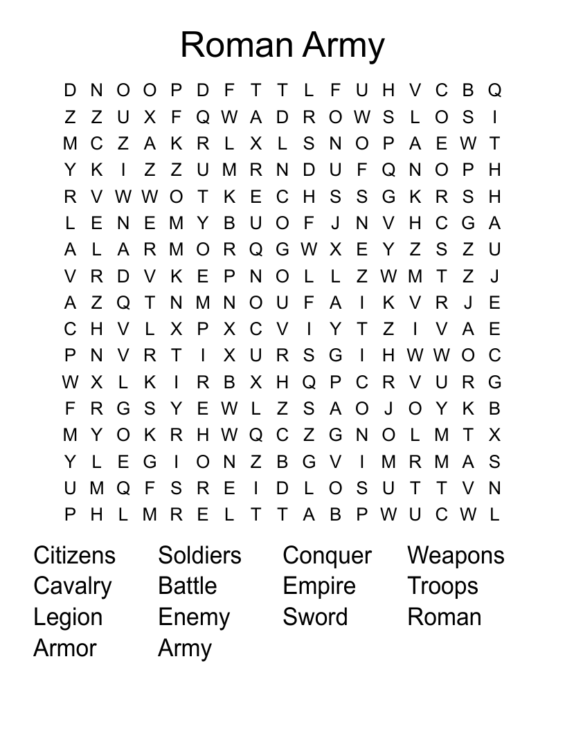 Roman Army Word Search
