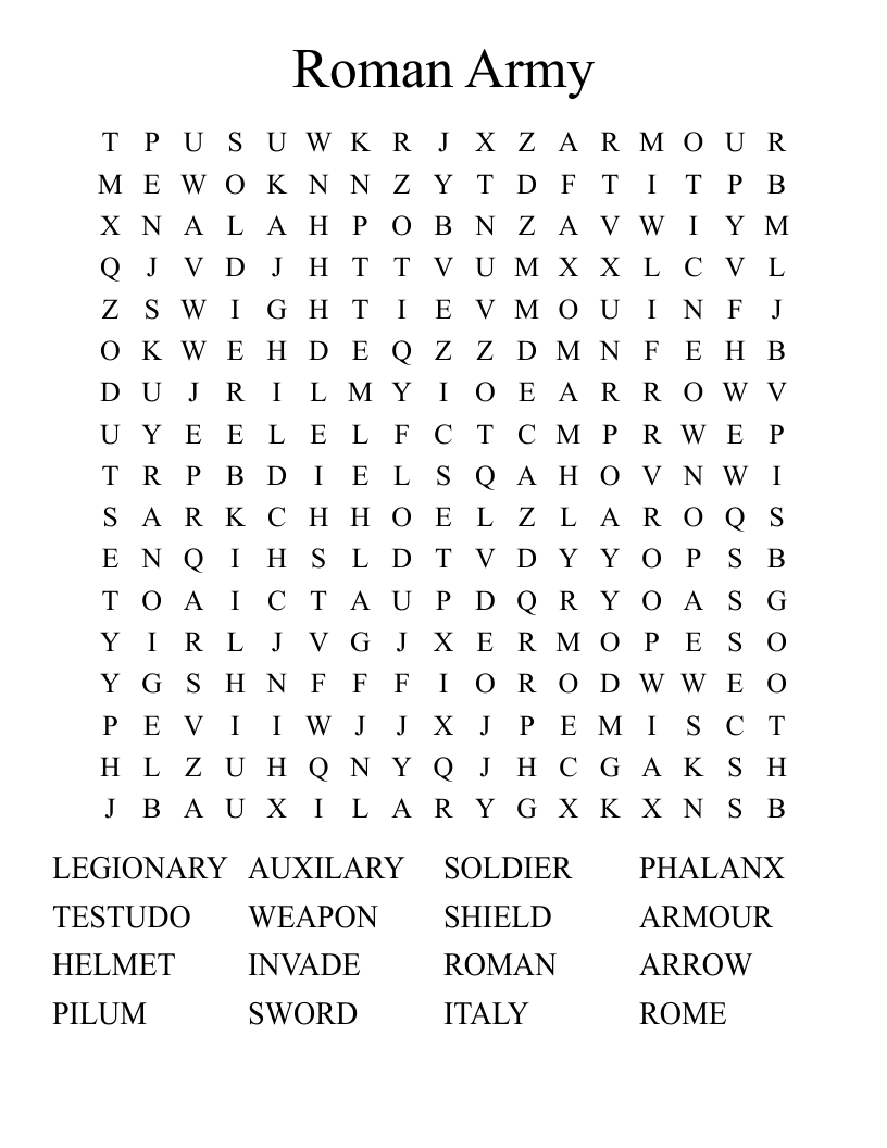 Roman Army Word Search