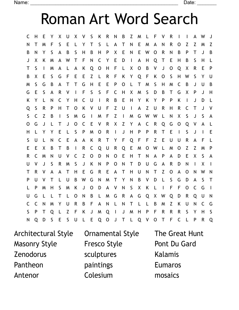 Roman Art Word Search