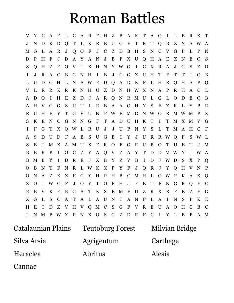 Roman Battles  Word Search