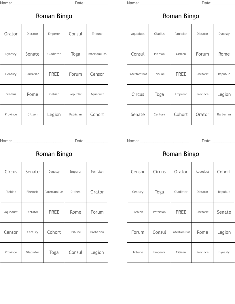 Roman Bingo