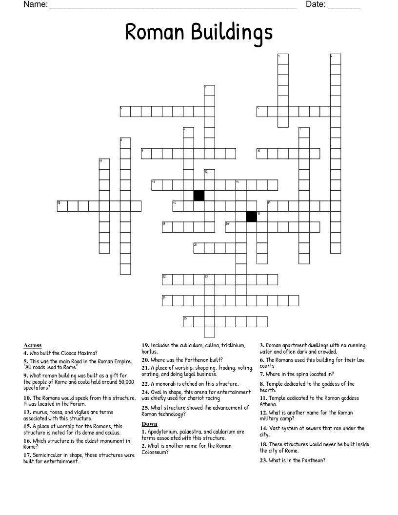 Roman Buildings  Crossword