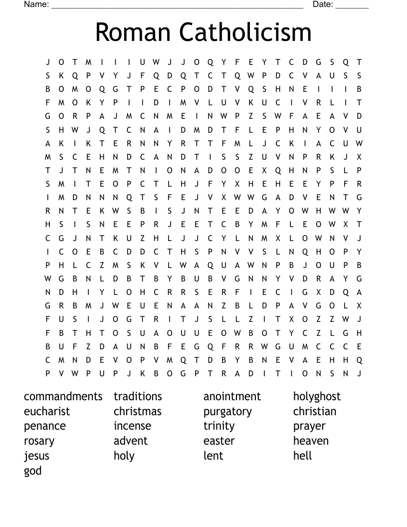Roman Catholicism Word Search