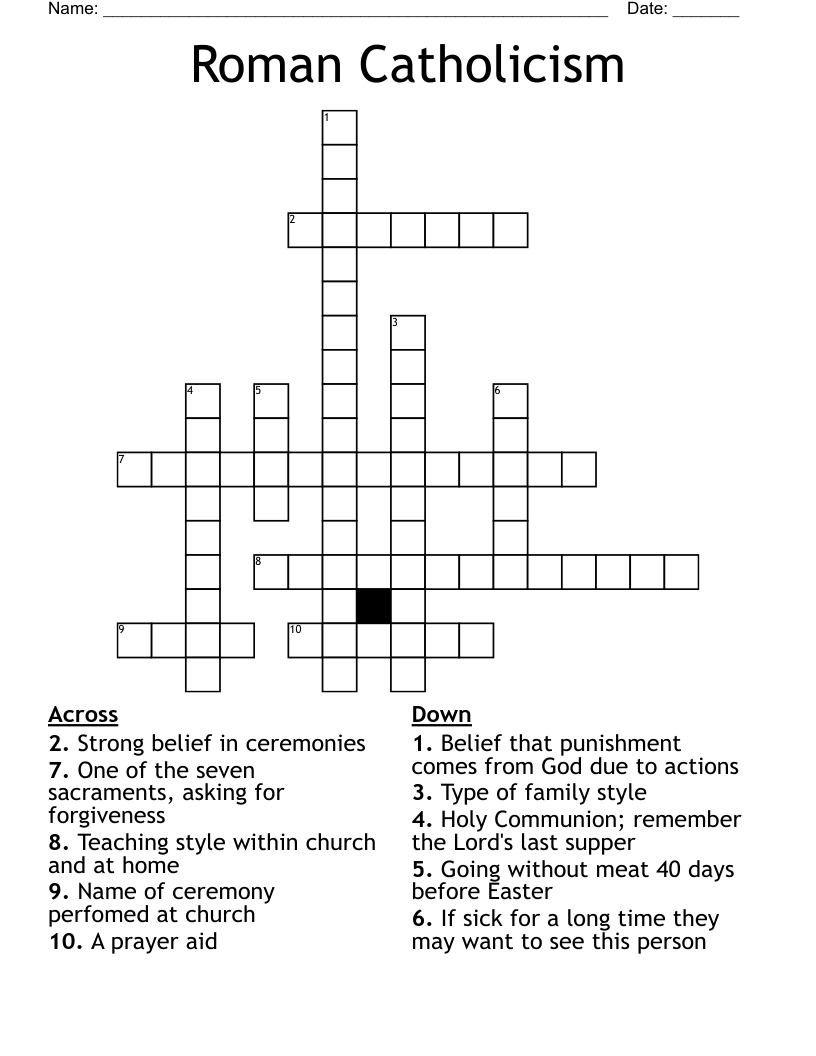 Roman Catholicism Crossword