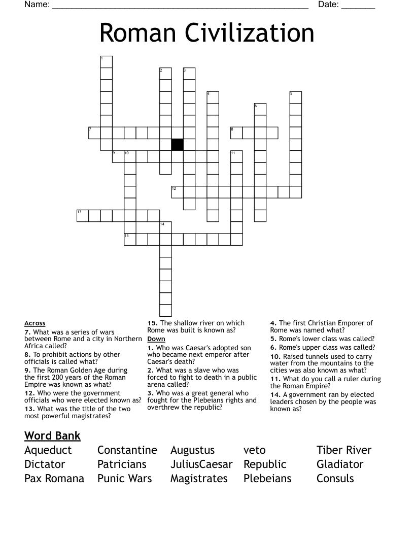 Roman Civilization Crossword