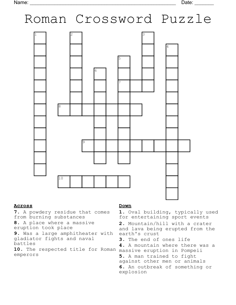 Roman Crossword Puzzle