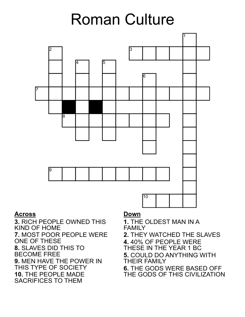 Roman Culture Crossword