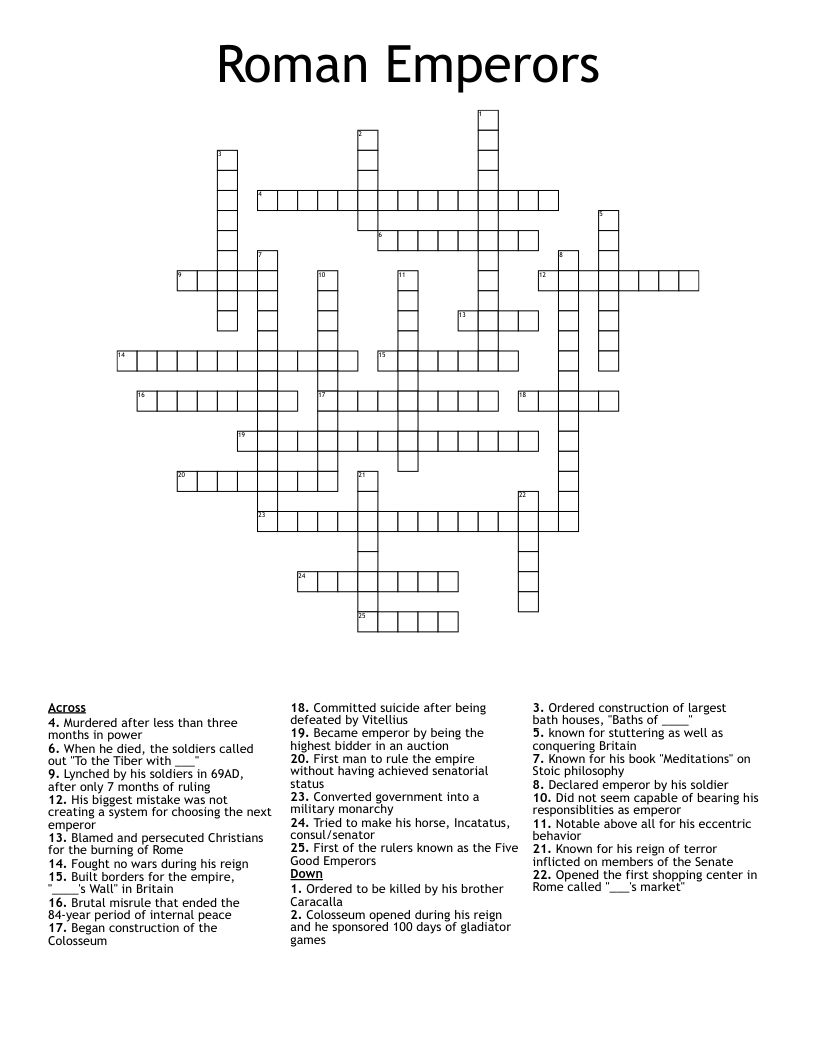 Roman Emperors Crossword
