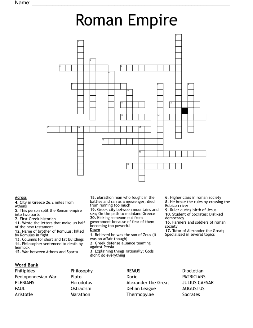Roman Empire Crossword