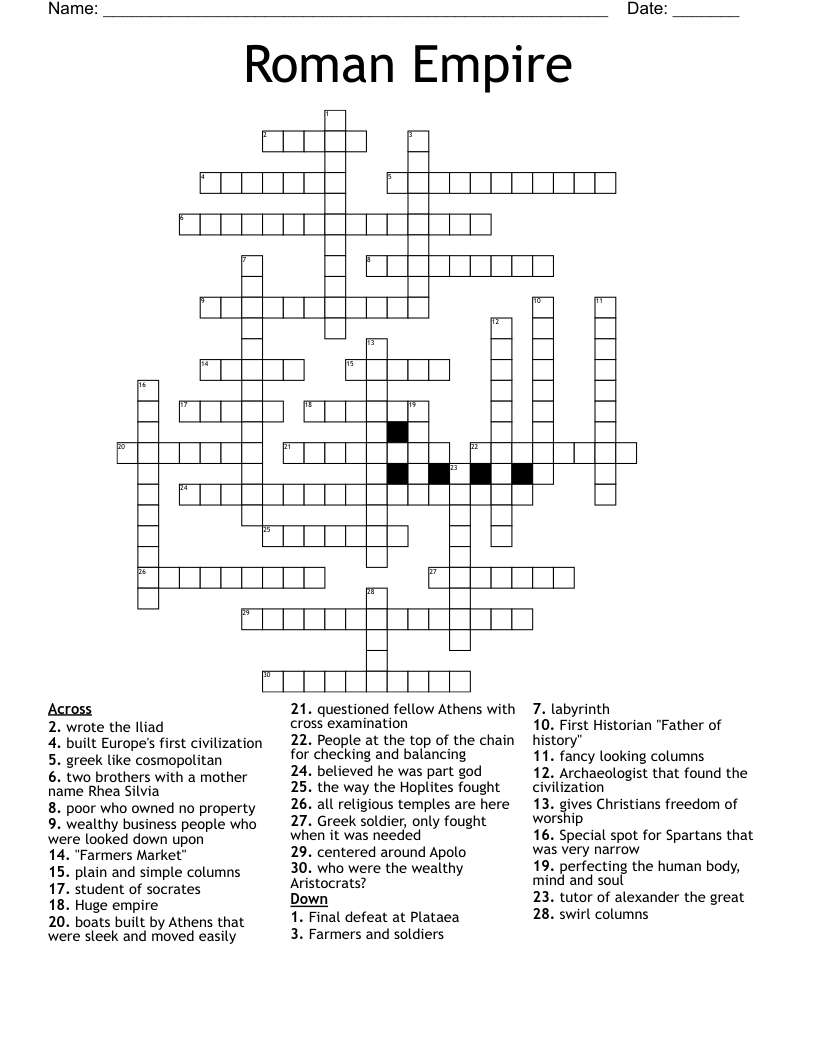 Roman Empire Crossword