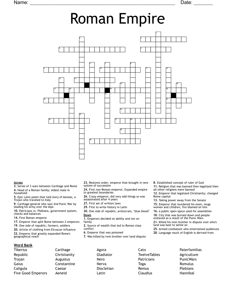 Roman Empire Crossword