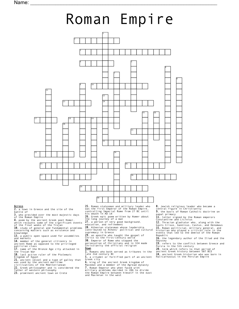 Roman Empire Crossword