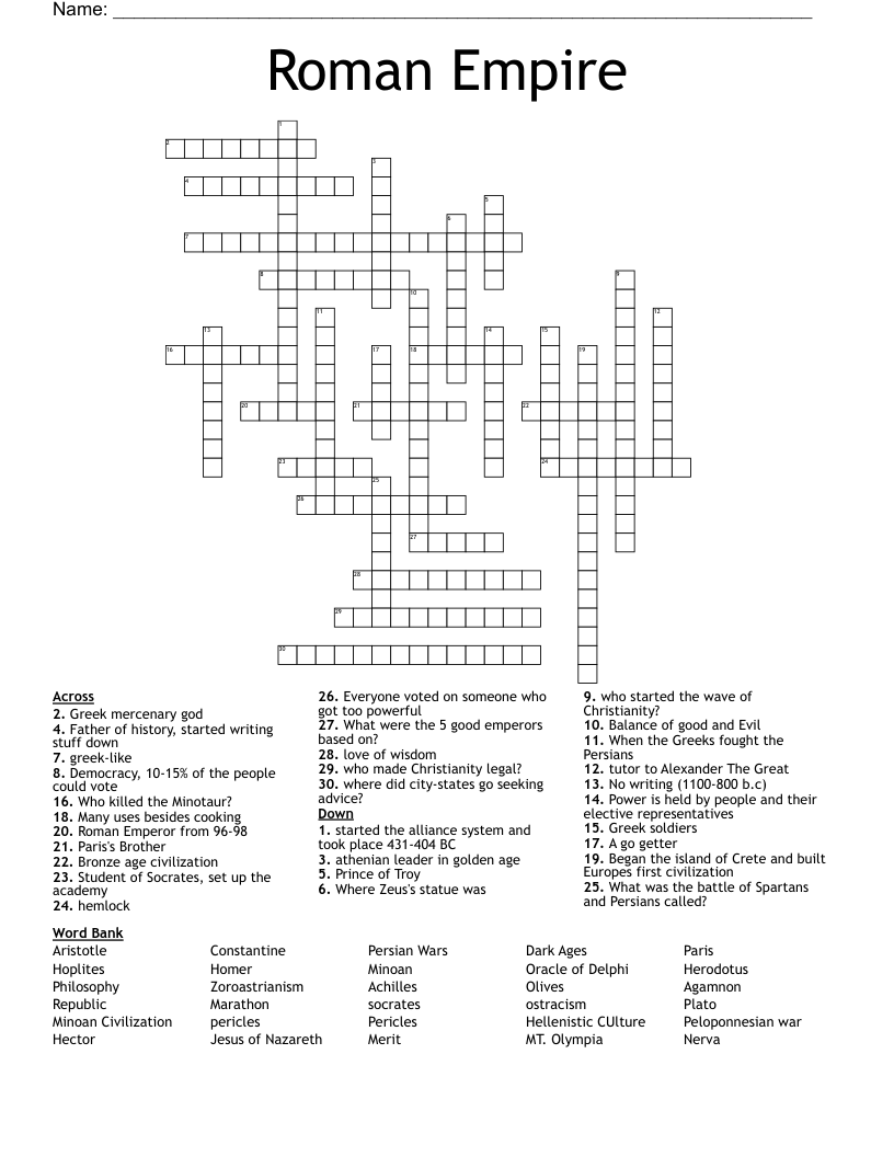 Roman Empire Crossword