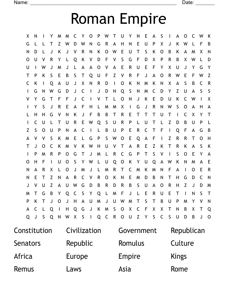 Roman Empire Word Search
