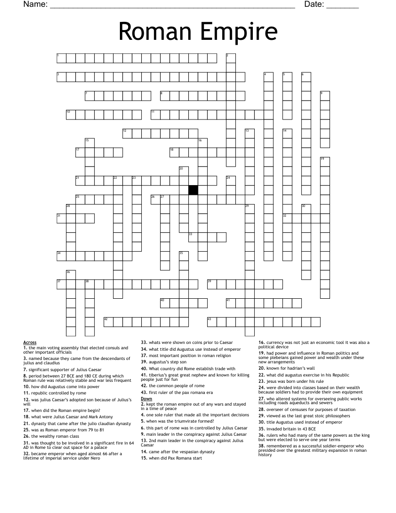 Roman Empire Crossword