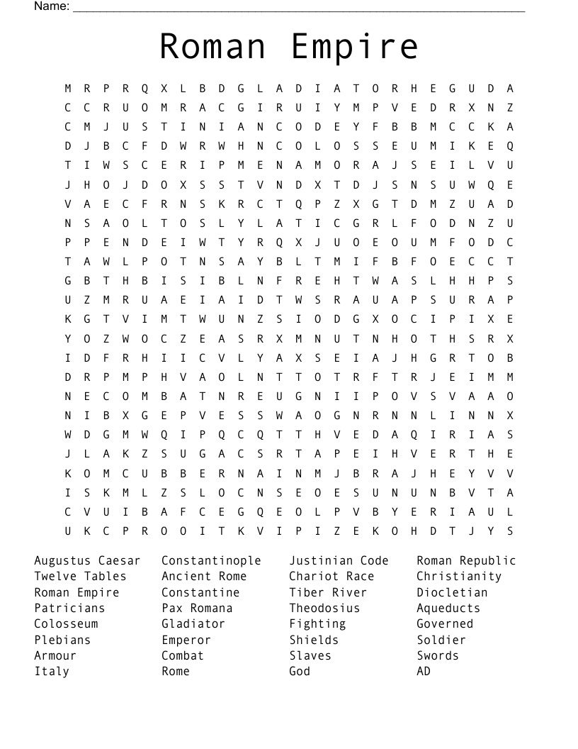 Roman Empire Word Search