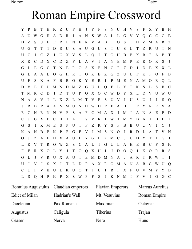 Roman Empire Crossword Word Search