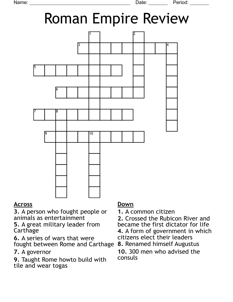 Roman Empire Review Crossword