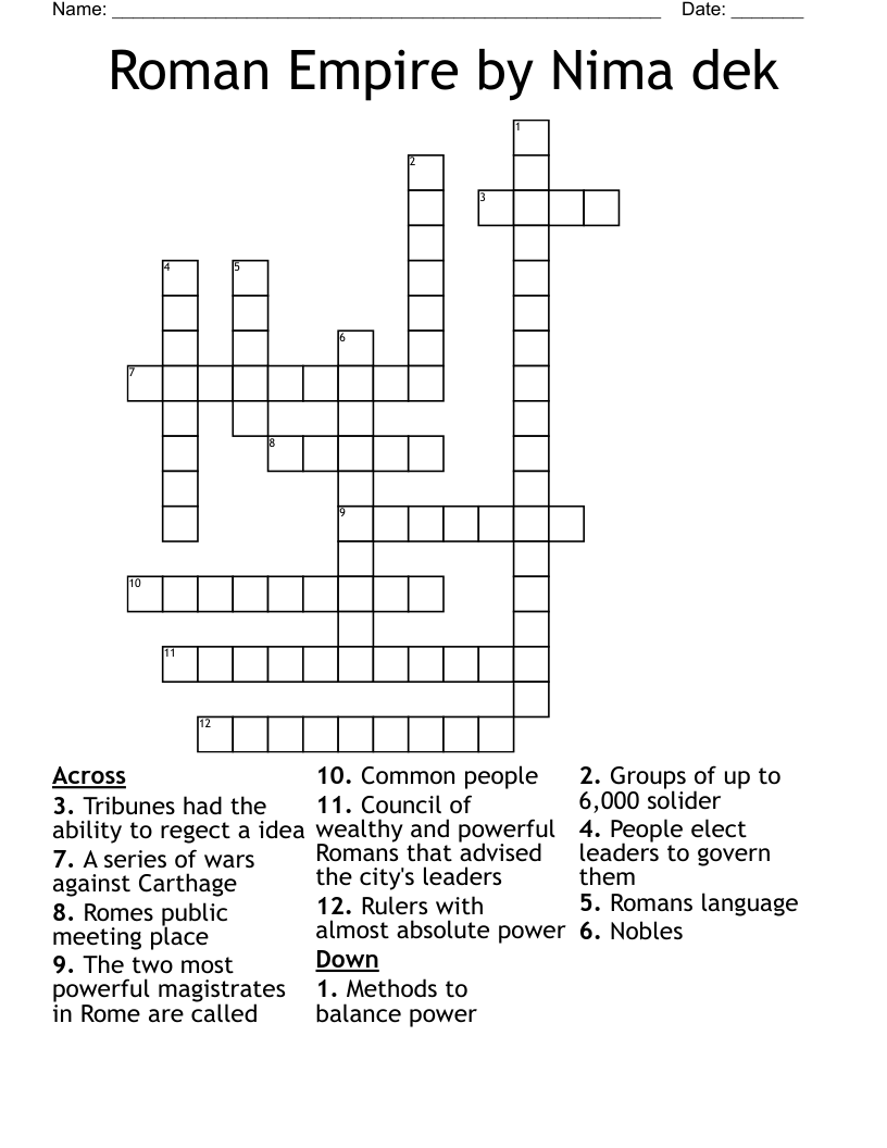 Roman Empire  by Nima dek  Crossword