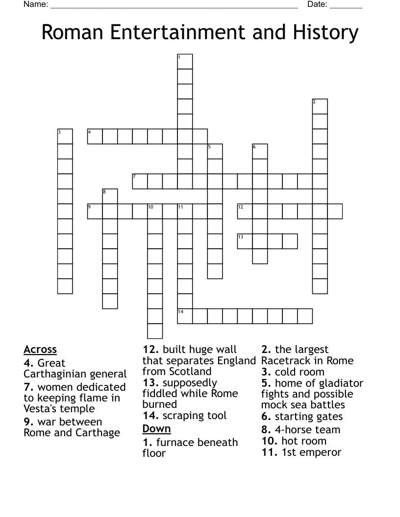 Roman Entertainment and History Crossword